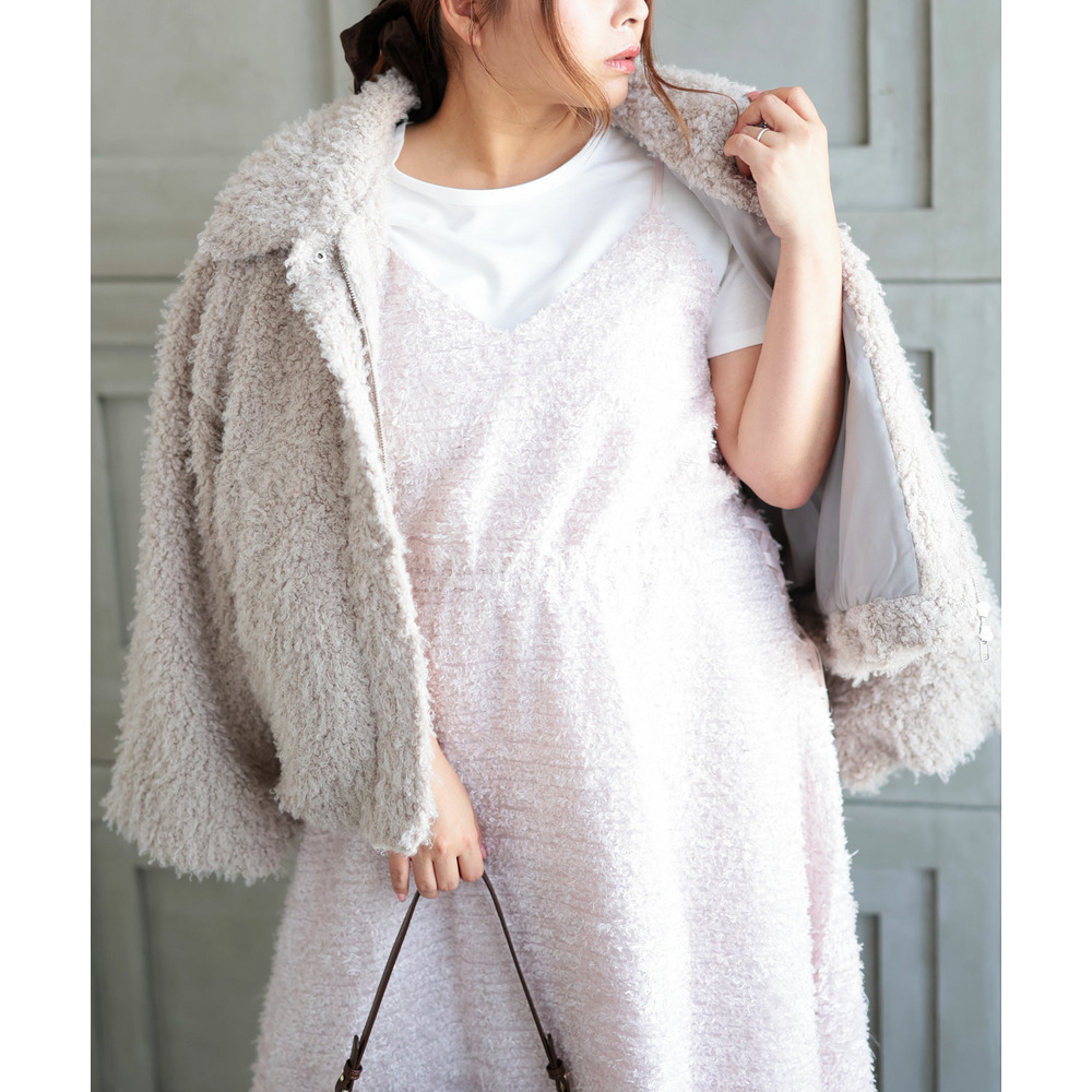 大きいサイズ レディース シャギー調サイドリボンキャミワンピース23