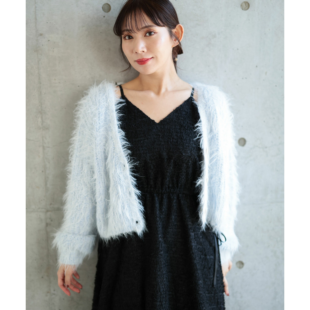 大きいサイズ レディース シャギー調サイドリボンキャミワンピース7