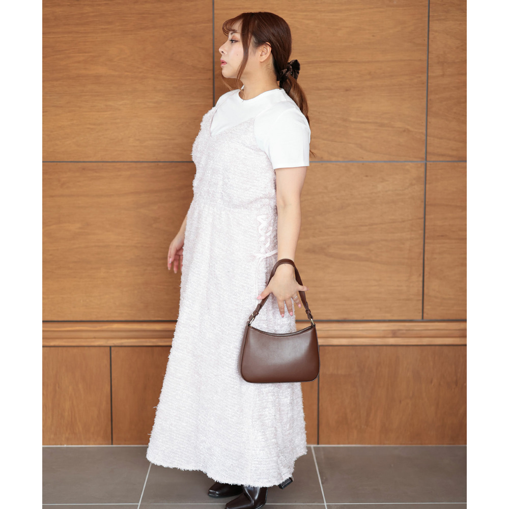 大きいサイズ レディース シャギー調サイドリボンキャミワンピース8