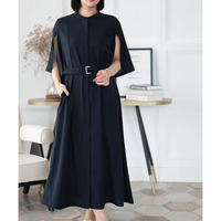 大きいサイズ レディース ケープスリーブベルトワンピース