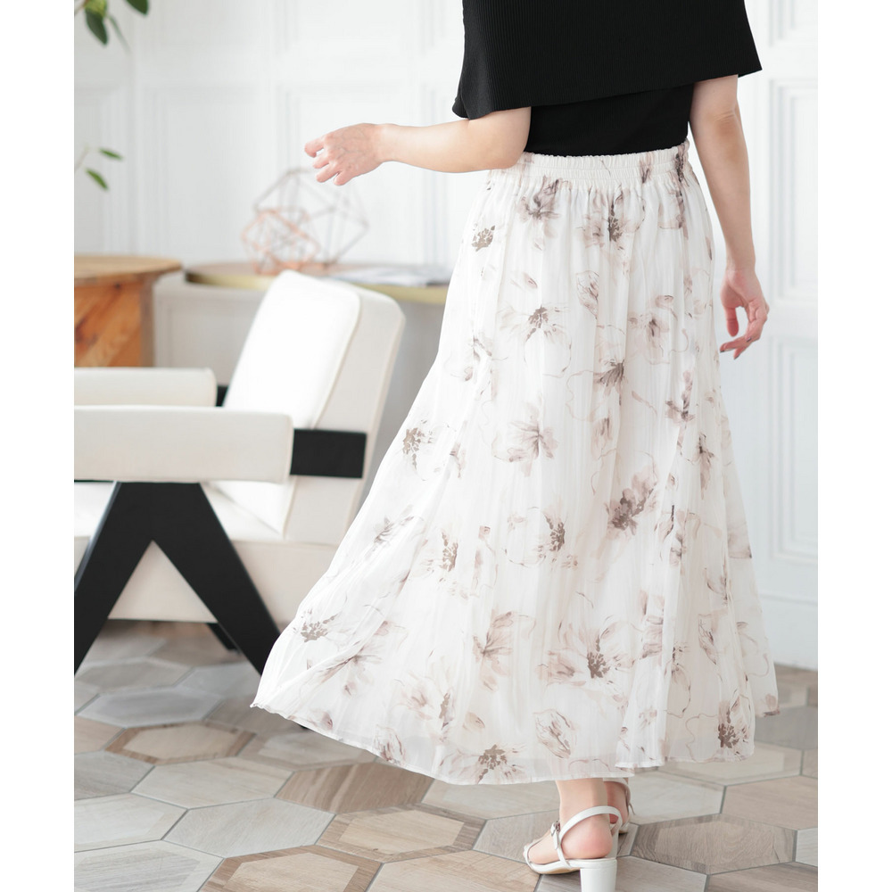 大きいサイズ レディース 花柄プリントスカート