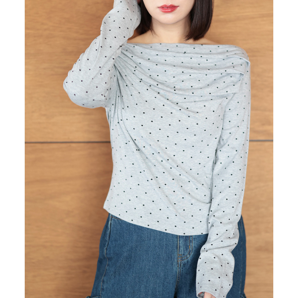 大きいサイズ レディース ドットオフショルプルオーバー
