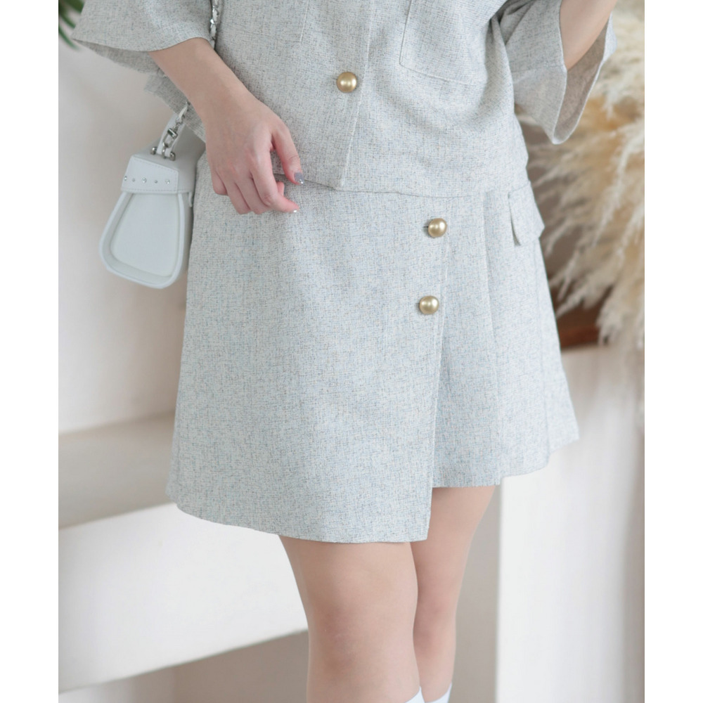 大きいサイズ レディース サマーツイードインナーパンツスカート