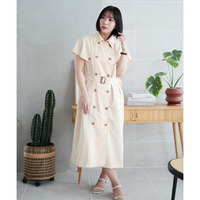 大きいサイズ レディース トレンチ風ケープスリーブワンピース