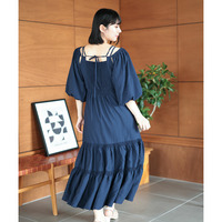 3WAYギャザースリーブティアードワンピース 大きいサイズ レディース