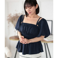 3WAYシャーリングペプラムトップス 大きいサイズ レディース