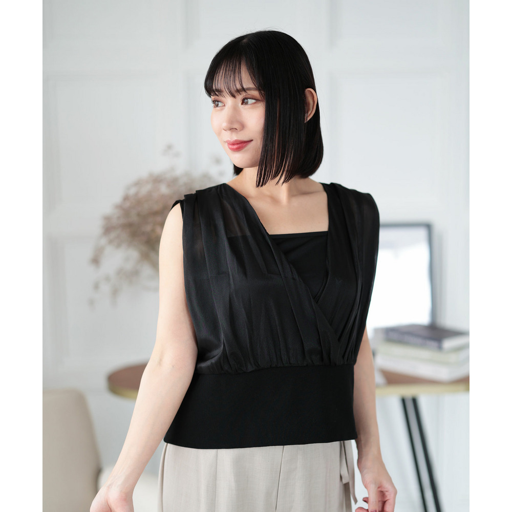 シアーカットコンビタンクトップ 大きいサイズ レディース