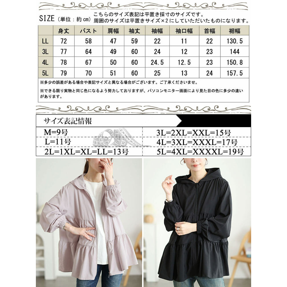 接触冷感&UVカット&耐塩素ティアードラッシュガード 大きいサイズ レディース18