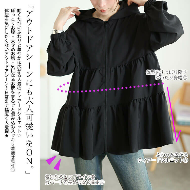 接触冷感&UVカット&耐塩素ティアードラッシュガード 大きいサイズ レディース3