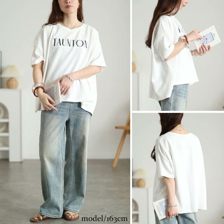 接触冷感&UVカット&吸水速乾ロゴプリントTシャツ 大きいサイズ レディース11