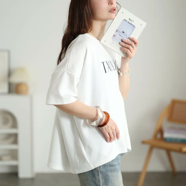 接触冷感&UVカット&吸水速乾ロゴプリントTシャツ 大きいサイズ レディース12