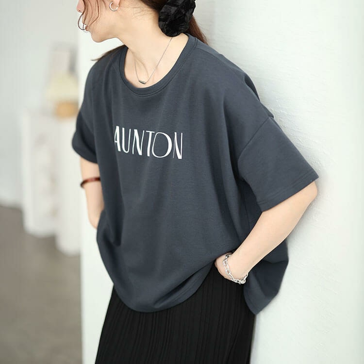 接触冷感&UVカット&吸水速乾ロゴプリントTシャツ 大きいサイズ レディース9
