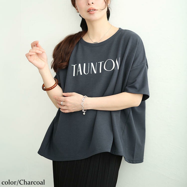 接触冷感&UVカット&吸水速乾ロゴプリントTシャツ 大きいサイズ レディース1