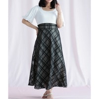 リブT×シアージャガードチェックドッキングワンピース