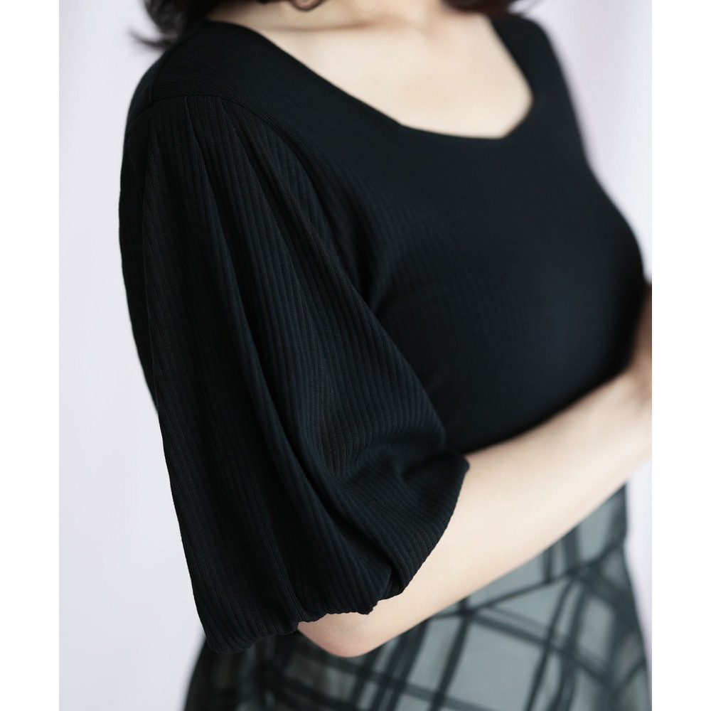 リブT×シアージャガードチェックドッキングワンピース24