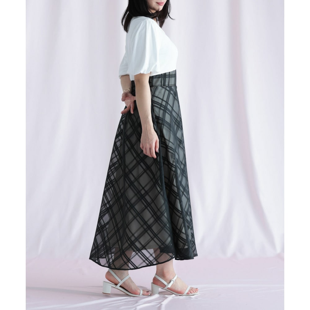 リブT×シアージャガードチェックドッキングワンピース9