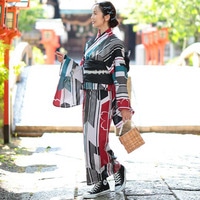 接触冷感&吸水速乾&形状記憶レトロ矢羽根柄上下セパレート浴衣&結び帯3点セット