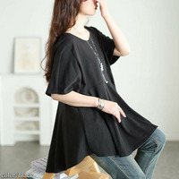 フィッシュテールコットンチュニックTシャツ