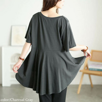 フィッシュテールコットンチュニックTシャツ