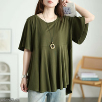 フィッシュテールコットンチュニックTシャツ