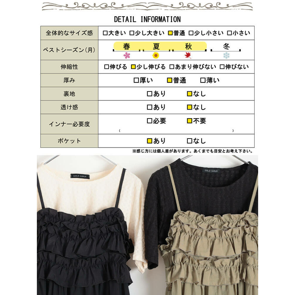 フリルキャミワンピース&クロップドTシャツ2点セット18