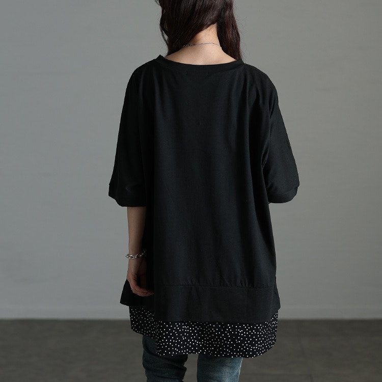 ドット柄レイヤード風チュニックTシャツ8