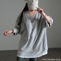 レースレイヤード風チュニックTシャツ