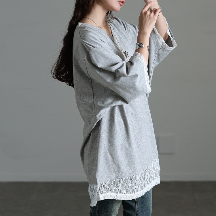 レースレイヤード風チュニックTシャツ11