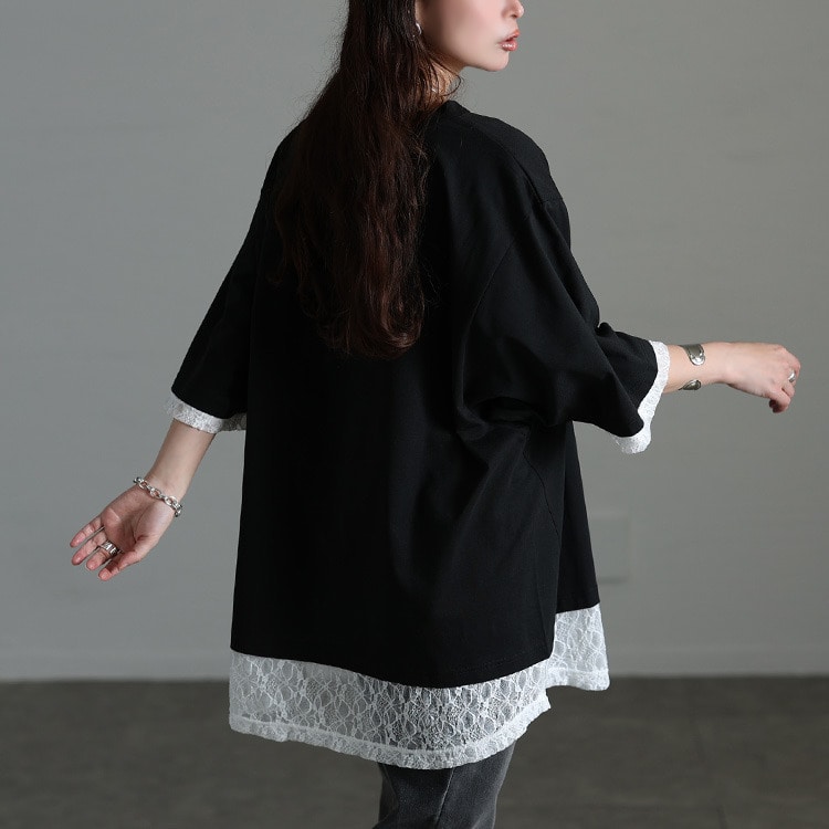 レースレイヤード風チュニックTシャツ7