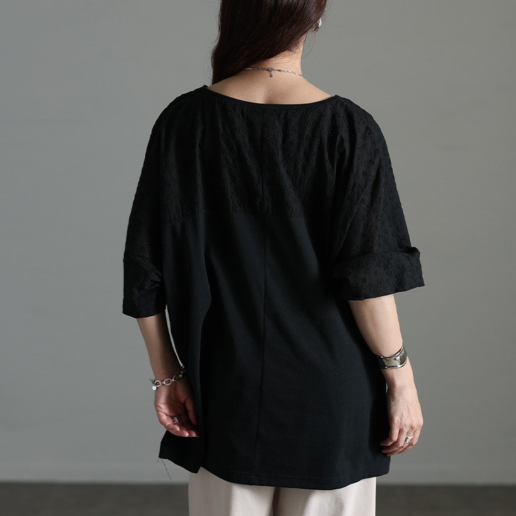 レース切り替えドルマンチュニックTシャツ8