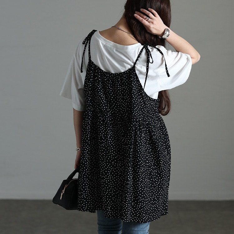 ドット柄リボンキャミチュニック&Tシャツ2点セット8