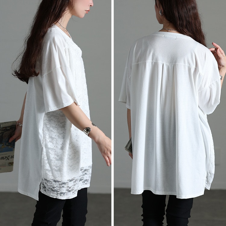 レースレイヤードチュニックTシャツ11