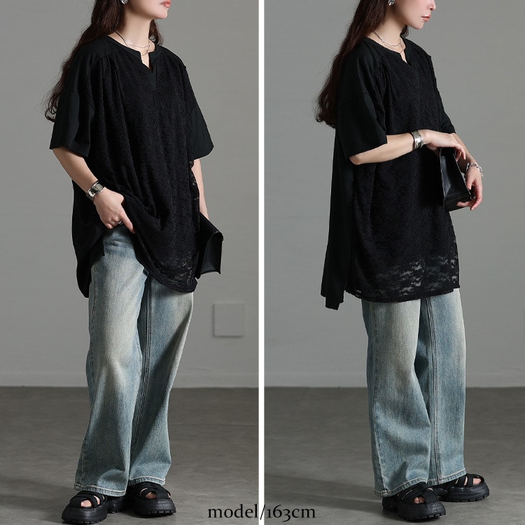 レースレイヤードチュニックTシャツ9