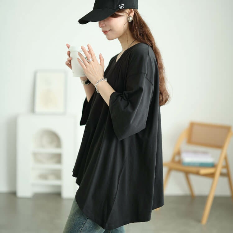アシメヘムコットンチュニックTシャツ10
