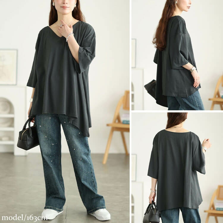 アシメヘムコットンチュニックTシャツ12