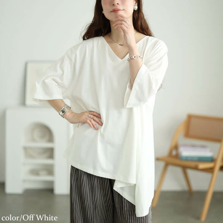 アシメヘムコットンチュニックTシャツ6