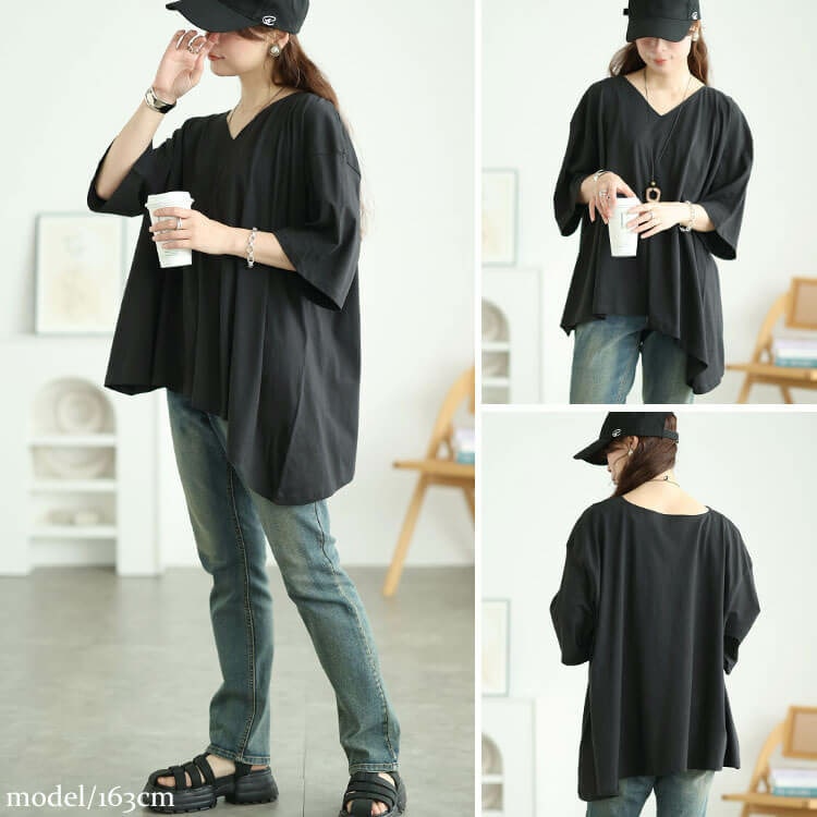 アシメヘムコットンチュニックTシャツ9