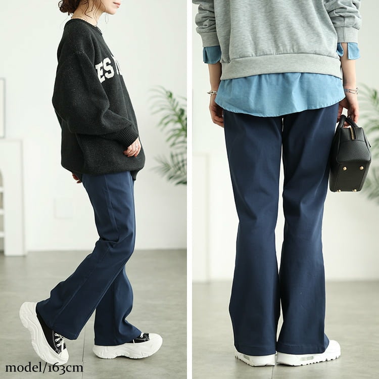 ストレッチツイルセンタータックフレアパンツ10