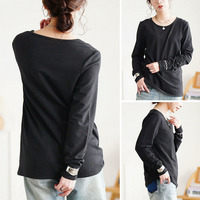 大きいサイズ レディース 裏起毛＆保温＆静電気防止クルーネックロンT