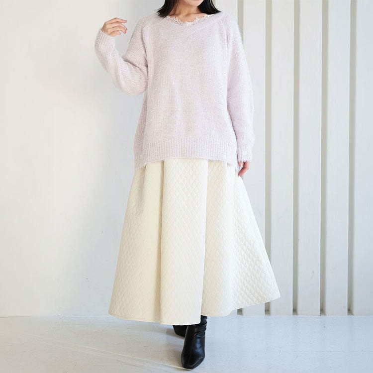 パネル切替キルティングロングフレアスカート13