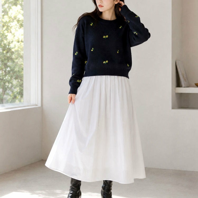 小花刺繍ニットプルオーバー3