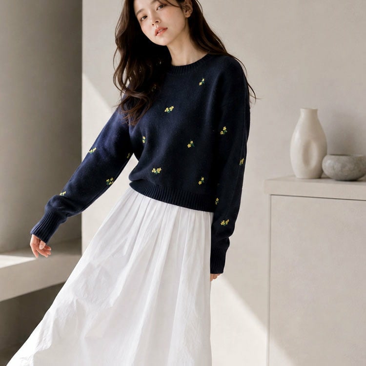 小花刺繍ニットプルオーバー6