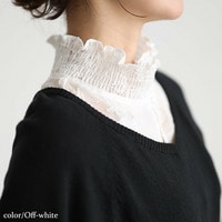 シアー花柄シャーリングハイネック付け襟