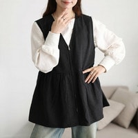 Vネックペプラム切り替えZIPベスト