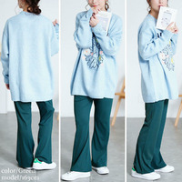 大きいサイズ レディース ストレッチテレコフレアパンツ