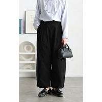 大きいサイズ レディース コットンチノタック入りバレルパンツ