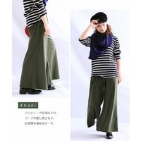 大きいサイズ レディース 裏起毛ガウチョパンツ