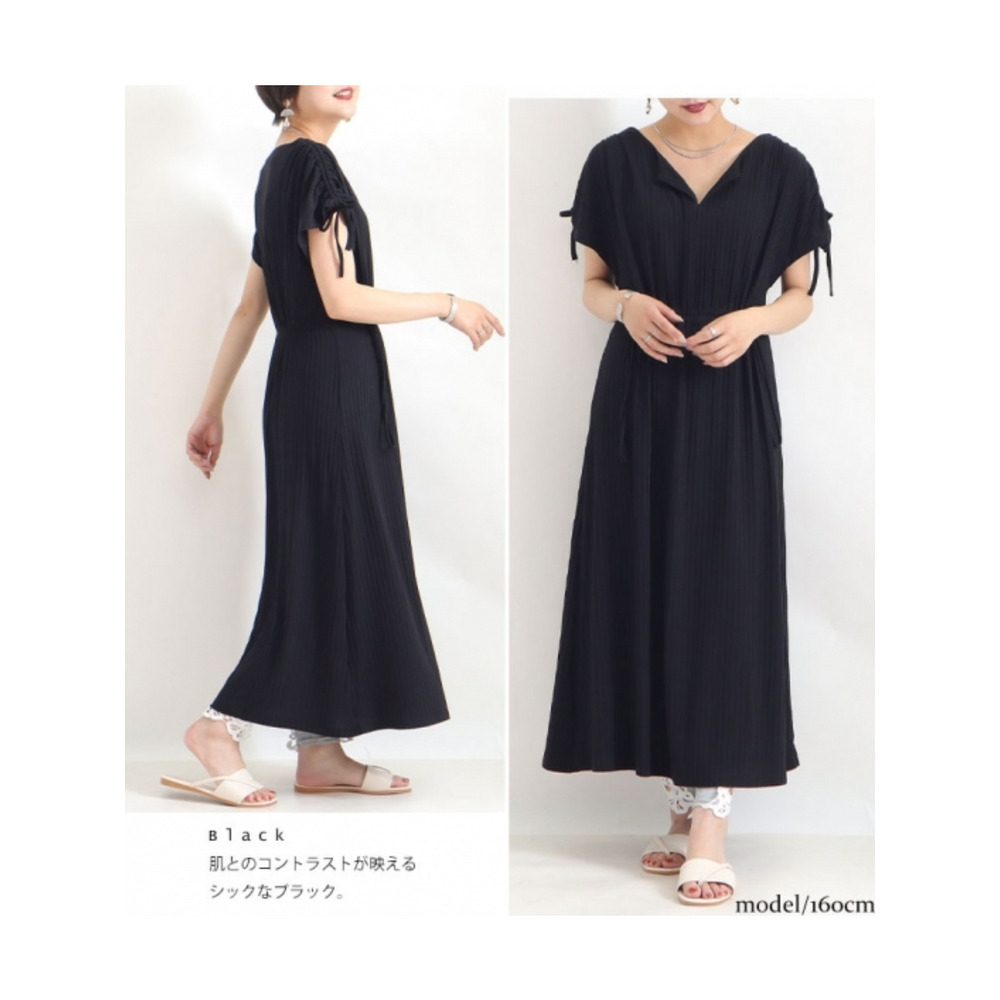 大きいサイズ レディース ウエスト切替えフレアワンピース10