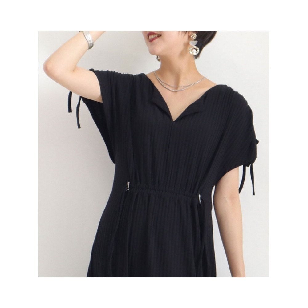 大きいサイズ レディース ウエスト切替えフレアワンピース11