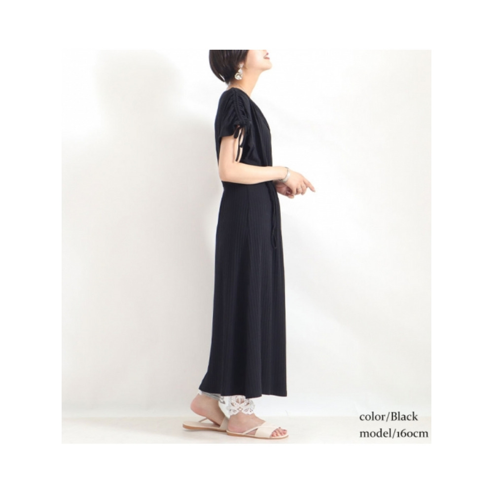 大きいサイズ レディース ウエスト切替えフレアワンピース4